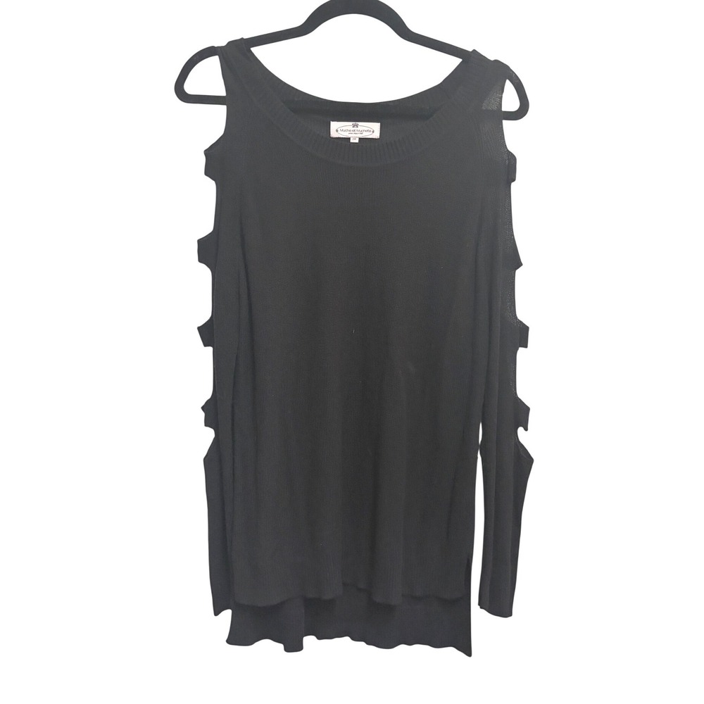 Muche et Muchette Cut Out Sleeve Viscose Angora Blend Black Sweater OS